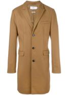 Closed Peaked Lapels Mid Coat, Men's, Size: Small, Brown, Virgin Wool/nylon/viscose