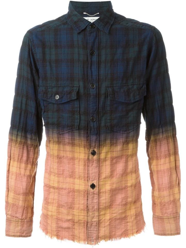 Saint Laurent Checked Tie Dye Shirt