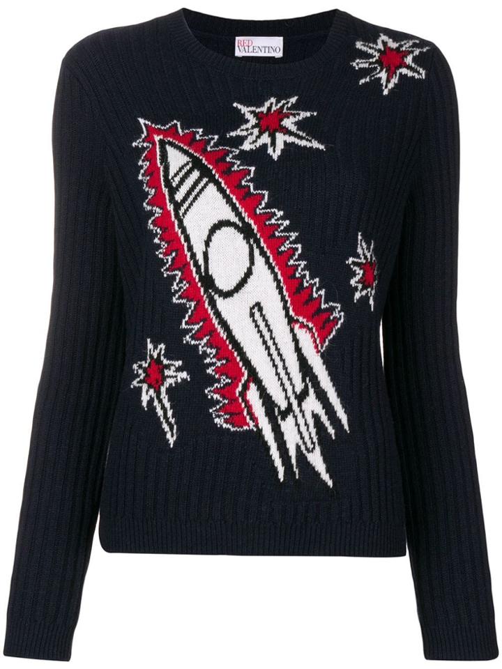 Red Valentino Rocket Intarsia Jumper - Blue