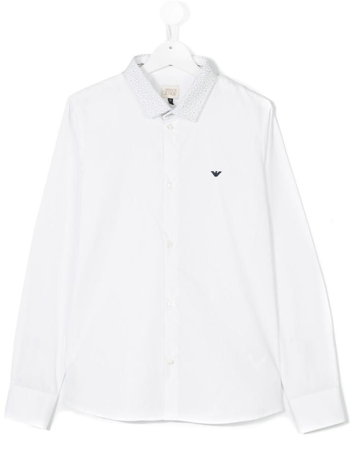 Armani Junior Contrast Collar Shirt - White