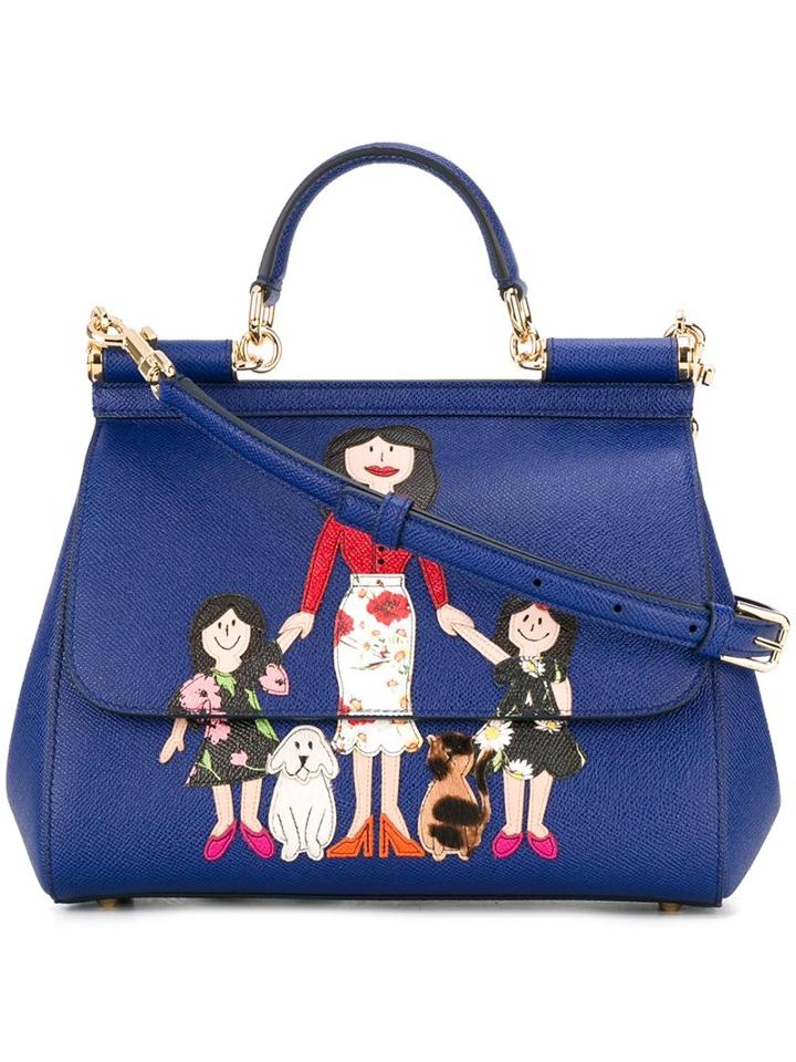 Dolce & Gabbana Family Patch 'sicily' Tote, Women's, Blue