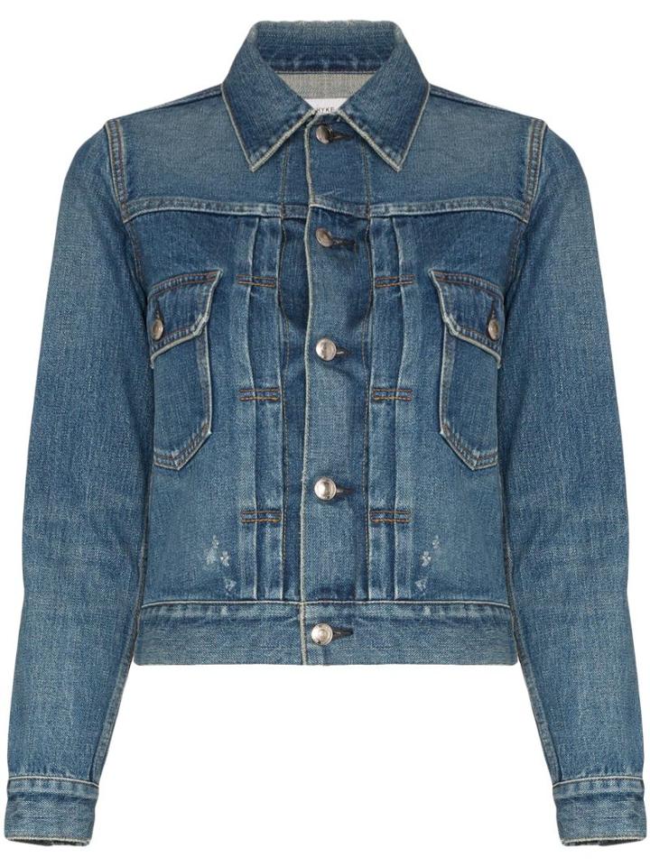Hyke Fitted Denim Jacket - Blue