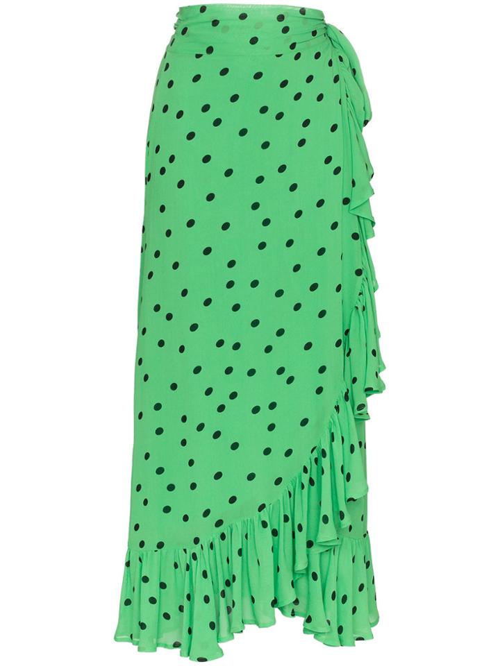 Ganni Georgette Long Skirt - Green