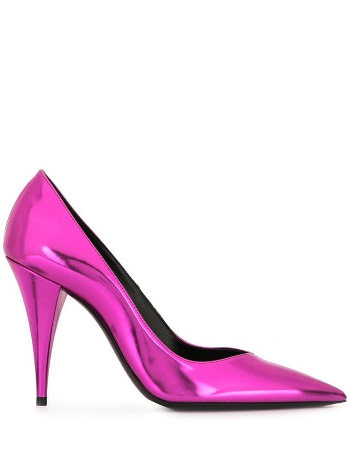 Saint Laurent Mirror-look Leather Kiki Pumps - Purple