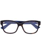 Gucci Eyewear - Web Arm Tortoiseshell Glasses - Women - Acetate - 54, Brown, Acetate