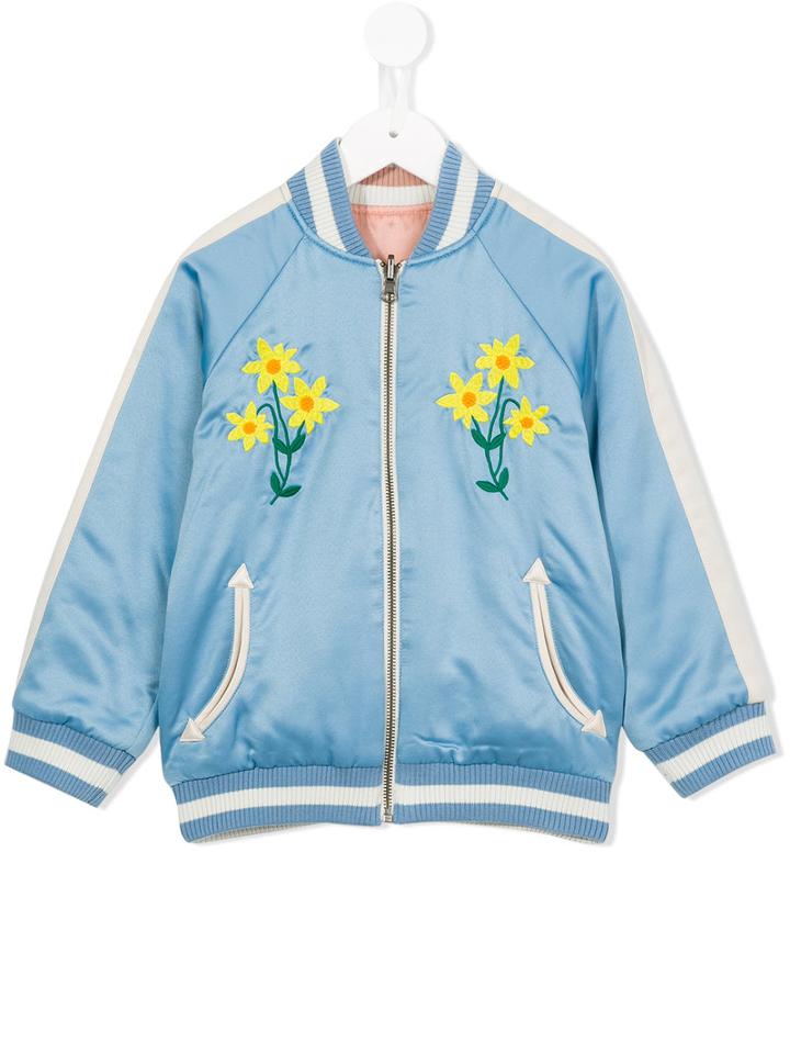 Stella Mccartney Kids Floral Bomber Jacket, Girl's, Size: 6 Yrs, Blue