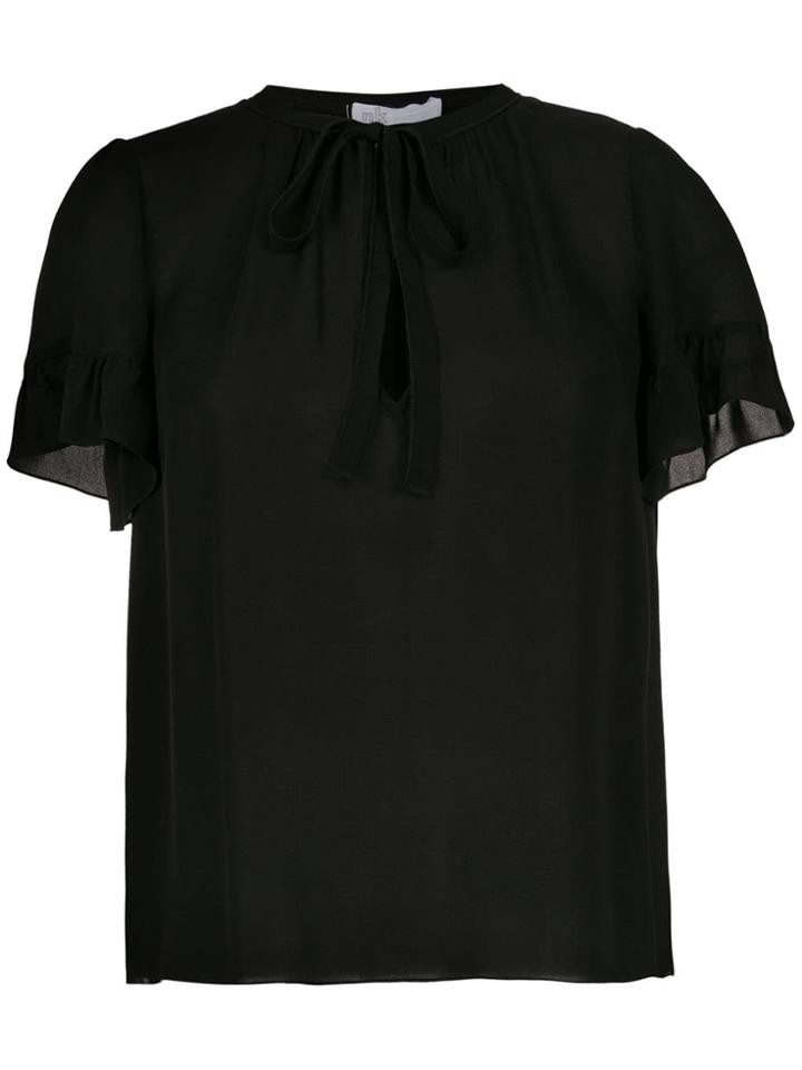 Nk Pussy Bow Silk Blouse - Black