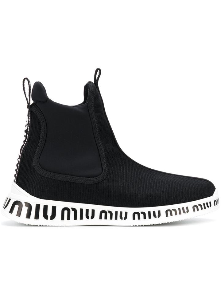 Miu Miu Ankle Sock Sneakers - Black