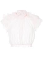 Giambattista Valli Romantic Short Sleeved Fabric Applique Blouse -