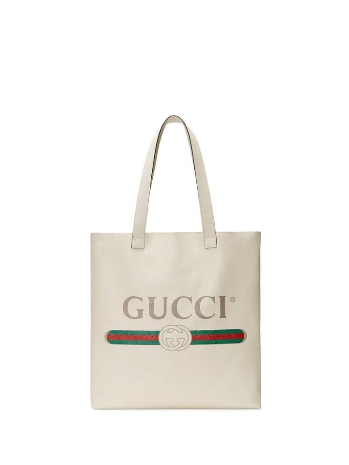 Gucci Gucci Print Leather Tote - White
