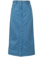 Tibi Washed Twill Pencil Skirt - Blue