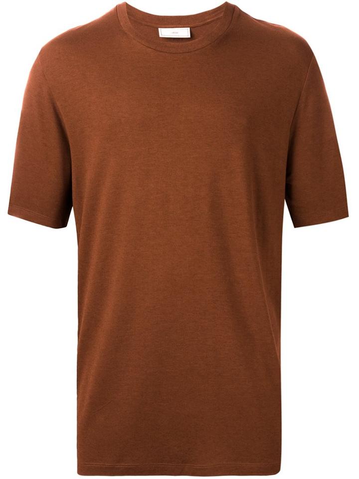 Ami Alexandre Mattiussi Crew Neck T-shirt, Men's, Size: Medium, Brown, Viscose/wool