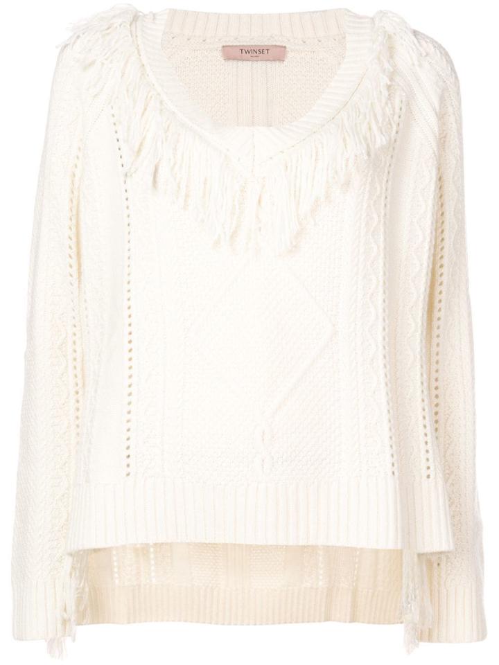 Twin-set Fringed Jumper - White