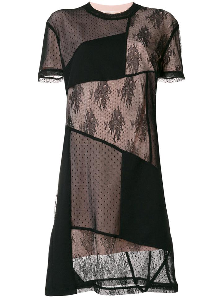 Mcq Alexander Mcqueen Patchwork Lace Detail Dress - Black