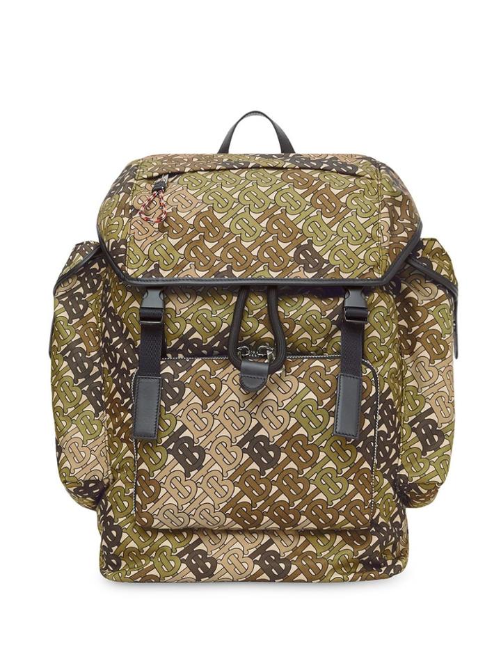 Burberry Medium Monogram Print Nylon Backpack - Green