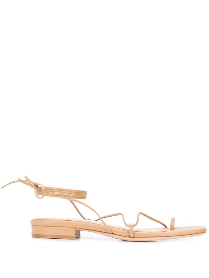 Studio Amelia Ankle Wrap Sandals - Neutrals