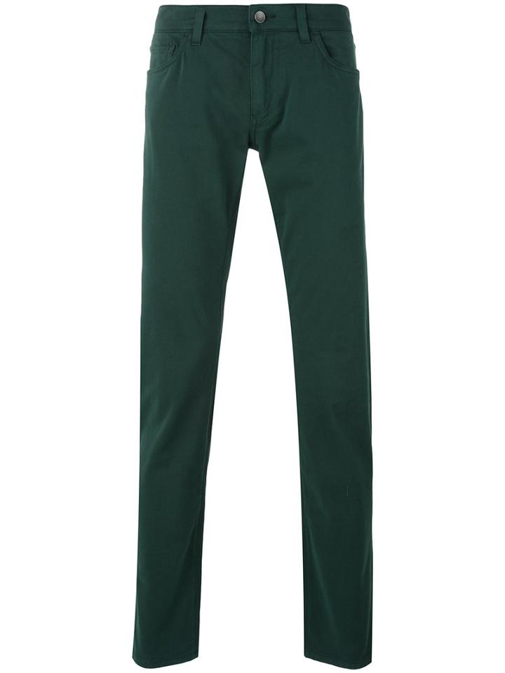 Dolce & Gabbana - Straight Leg Jeans - Men - Cotton/calf Leather/spandex/elastane - 48, Green, Cotton/calf Leather/spandex/elastane