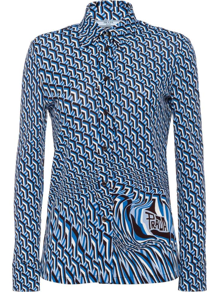 Prada Printed Jersey Shirt - F0237 Periwinkle Blue