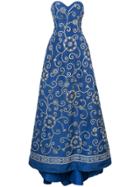 Oscar De La Renta Swirl Embroidered Gown - Blue