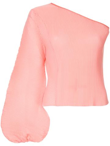 Jatual One Shoulder Pleated Top - Pink & Purple