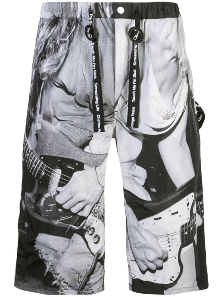 Takahiromiyashita The Soloist The Soloist Guitar Print Shorts - Black