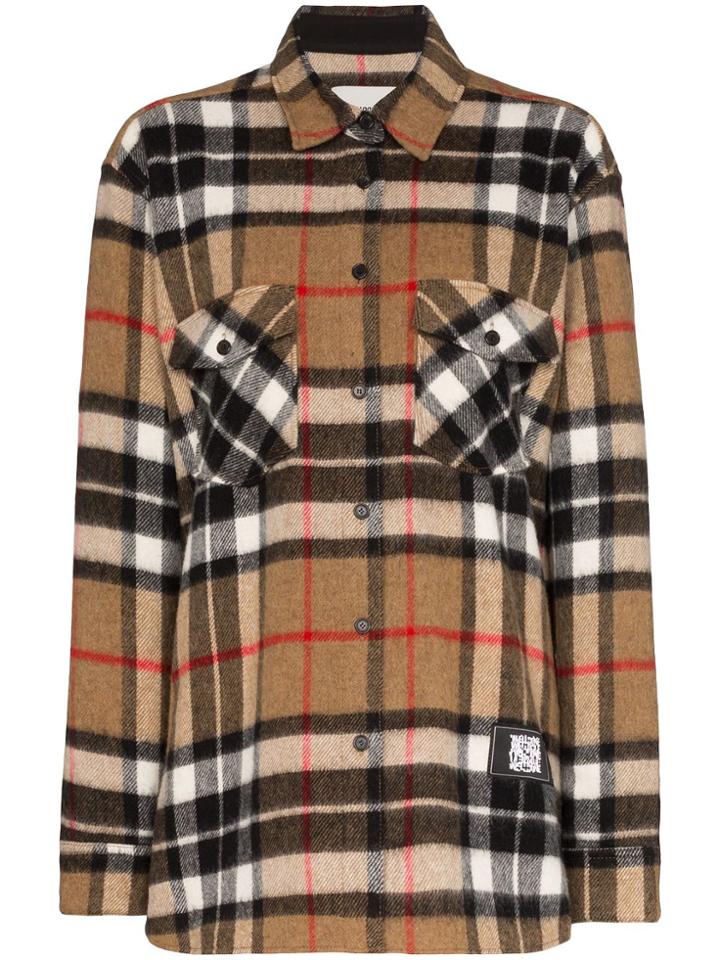We11done Check Wool Shirt - Neutrals