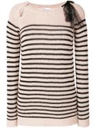 Red Valentino - Striped Jumper - Women - Wool/viscose/angora/cashmere - S, Black, Wool/viscose/angora/cashmere