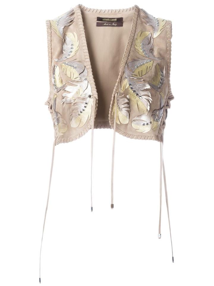 Roberto Cavalli Metallic Embellished Leaves Waistcoat