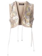 Roberto Cavalli Metallic Embellished Leaves Waistcoat