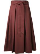 H Beauty & Youth Tie Waist Pleated Skirt, Women's, Size: Medium, Yellow/orange, Wool