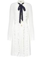 Miu Miu Pleated Ruffled Dress - White