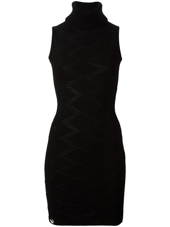 Philipp Plein Knitted Turtle Neck Dress, Women's, Size: Small, Black, Viscose/polyester