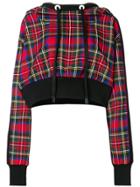 No Ka' Oi Lauoho Tartan Cropped Hoodie - Red