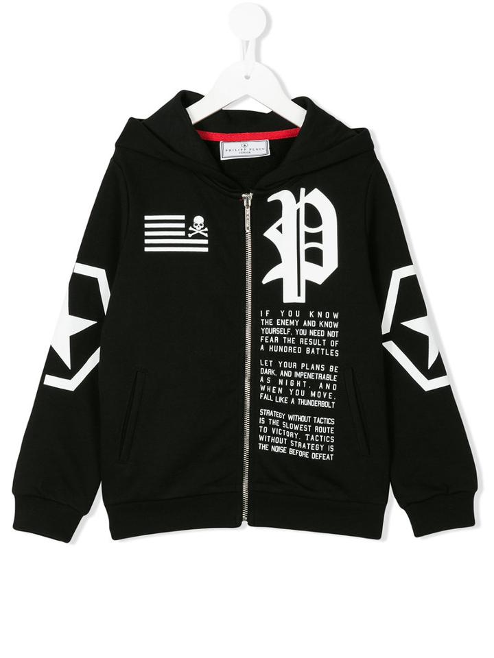 Philipp Plein Kids - Printed Hoodie - Kids - Cotton - 4 Yrs, Black