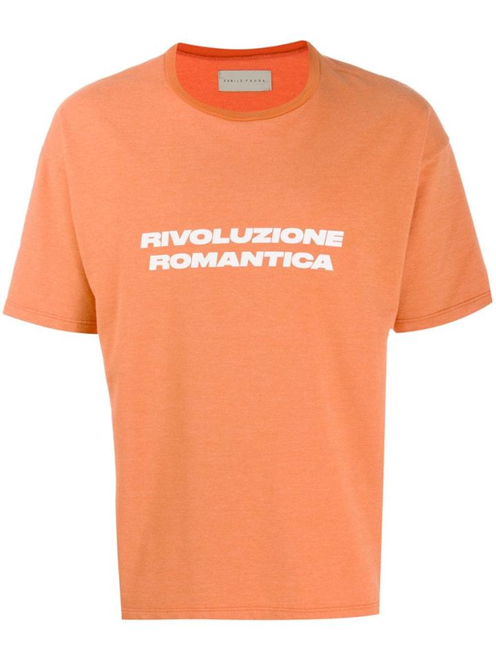 Paura Slogan Print T-shirt - Orange
