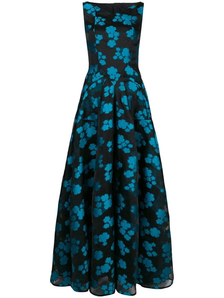 Talbot Runhof Floral Organza Full Dress - Black