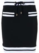 Moschino Contrast Trim Mini Skirt, Women's, Size: 40, Black, Polyester/acetate