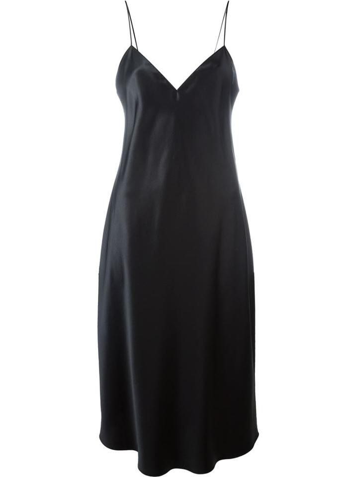 Saint Laurent Long Camisole Dress, Women's, Size: 40, Black, Silk