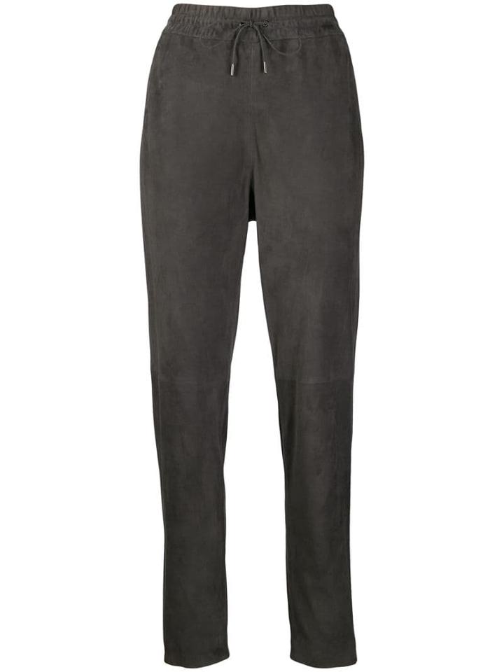 Fabiana Filippi High-waisted Suede Track Pants - Grey