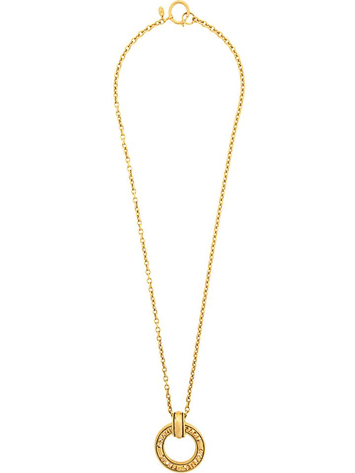 Chanel Vintage Cutout Circle Logo Necklace - Metallic
