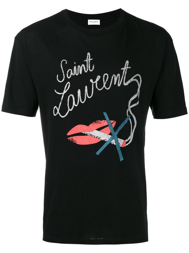 Saint Laurent - Graphic Print T-shirt - Men - Cotton - Xs, Black, Cotton