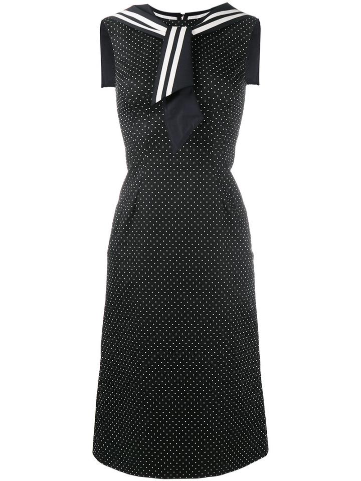 Dolce & Gabbana Sailor Midi Dress, Women's, Size: 46, Black, Cotton/virgin Wool/spandex/elastane