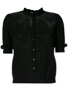 Red Valentino Mesh Insert Buttoned Top - Black