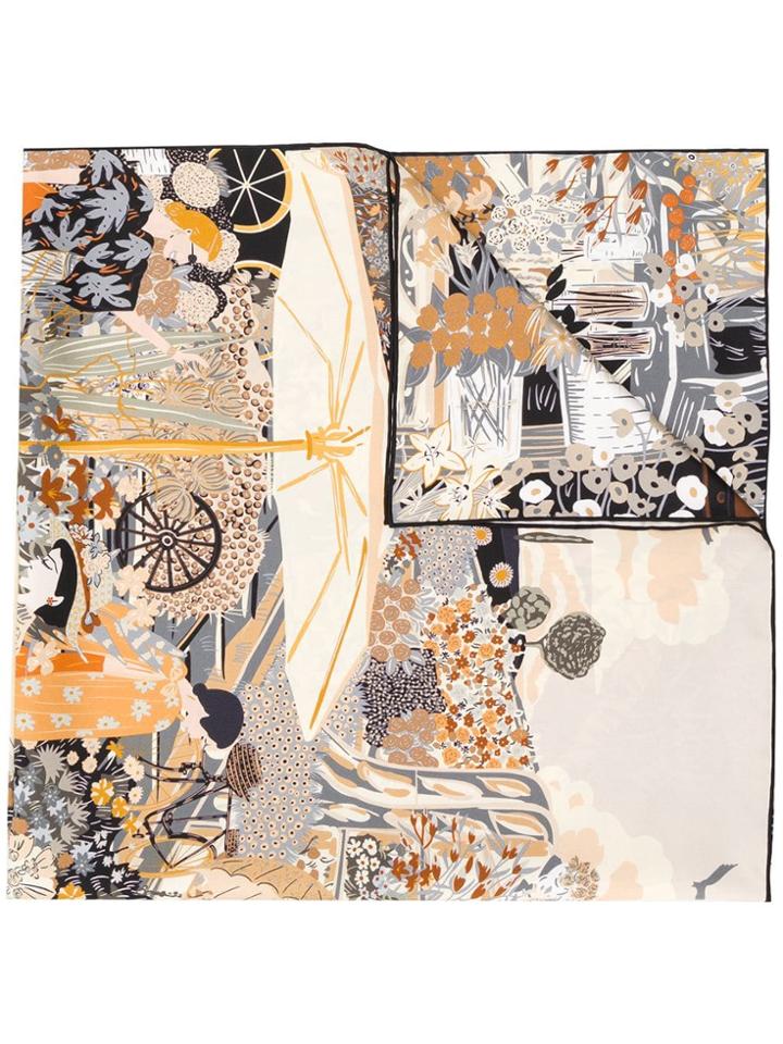 Salvatore Ferragamo Floral-print Scarf - Black