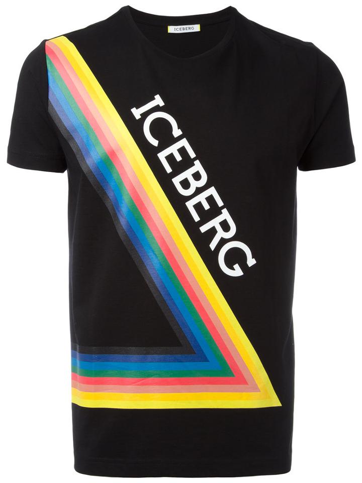 Iceberg Diagonal Logo T-shirt, Men's, Size: Xl, Black, Cotton