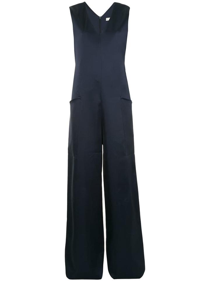 Tibi Bonded Satin Back Belt Jumpsuit - Black