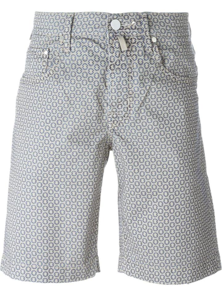 Jacob Cohen Pattern Printed Bermuda Shorts, Men's, Size: 32, Blue, Cotton/spandex/elastane