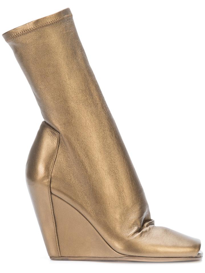 Rick Owens Slanted Wedge Boots - Metallic