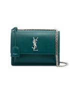Saint Laurent Sunset Monogram Leather Shoulder Bag - Green