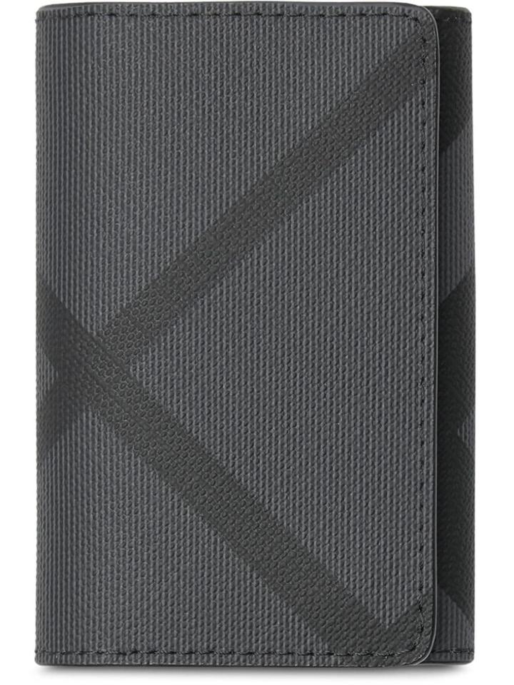 Burberry London Check And Leather Key Case - Grey